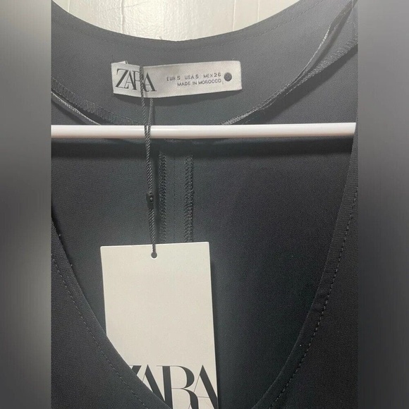 Zara Limited Edition Front Zip V-Neck Midi Dress- Size S Black NWT - Picture 7 of 11